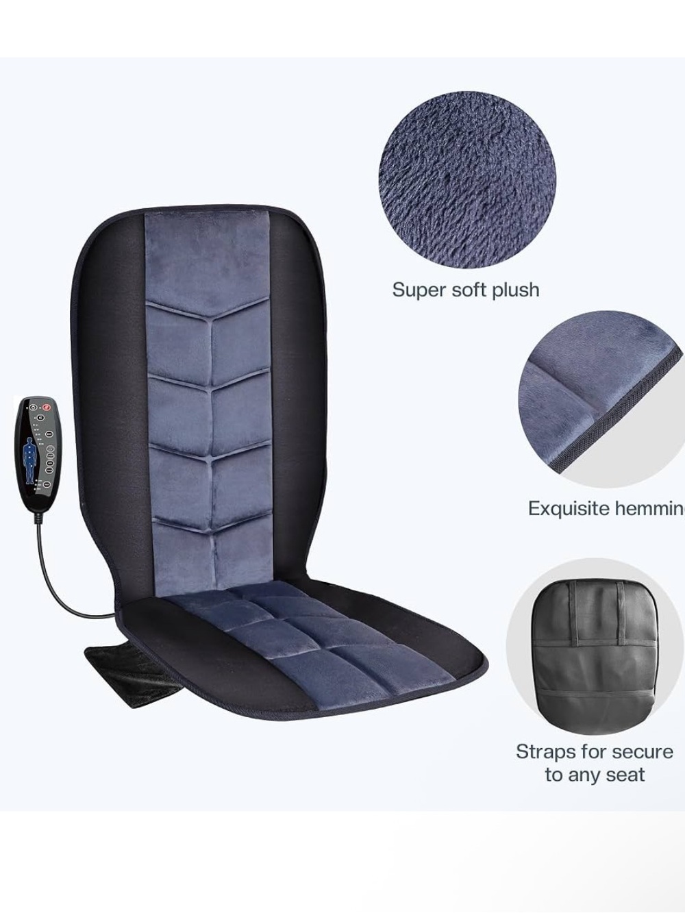 NIB Massage Chair Pad, Back Massager with Heat and Seat with 10 Vibration Motors - Picture 5 of 14